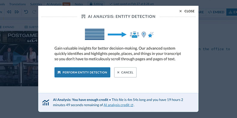 Entity detection: people, places, organizations