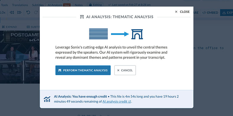 Thematic analysis showing recurring themes