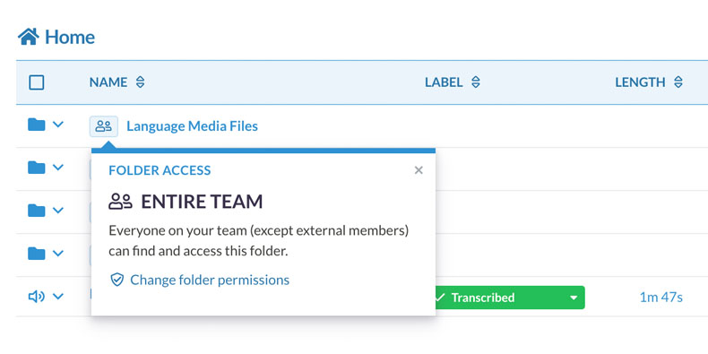Shared team folders