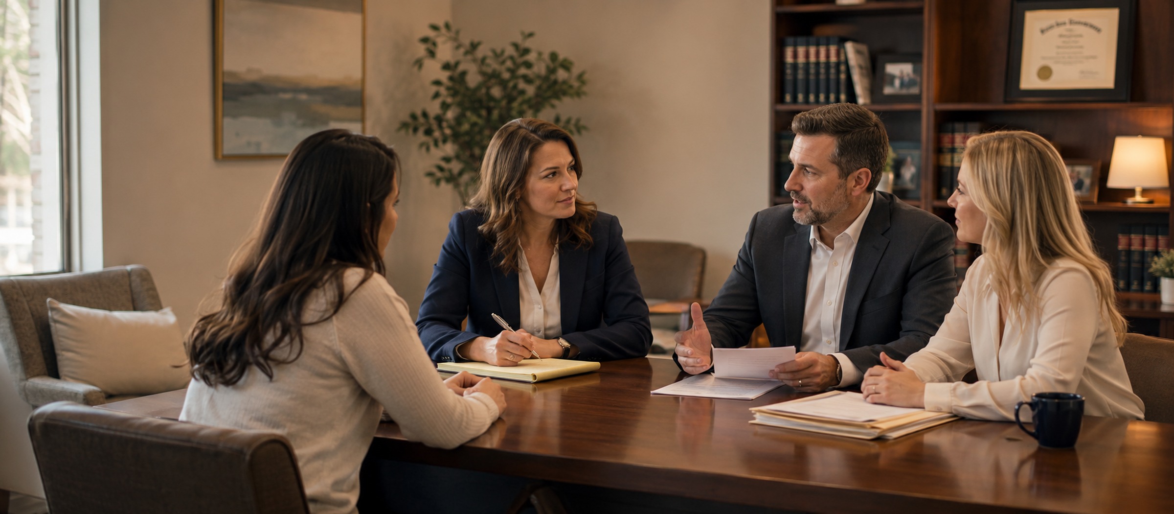 Family law team reviewing case summaries and action items in Sonix