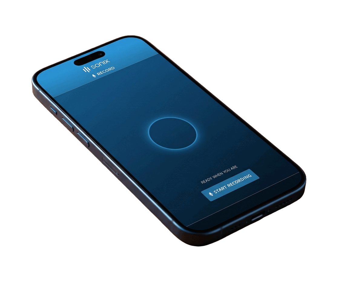 Sonix Recorder mobile app for recording clinical conversations and generating medical transcripts automatically